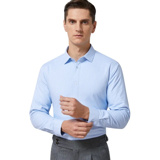 Chemises formelles pour hommes personnalisées OEM Business Casual Chemise habillée en fibre de bambou uni à manches longues pour hommes